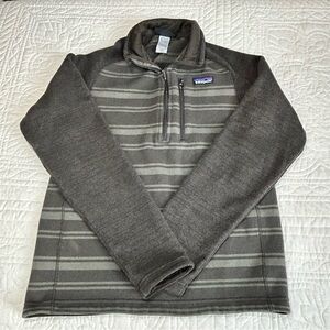 Patagonia Better Sweater 1/4 Zip Pullover Brown Striped Long Sleeve Men’s Sz XS